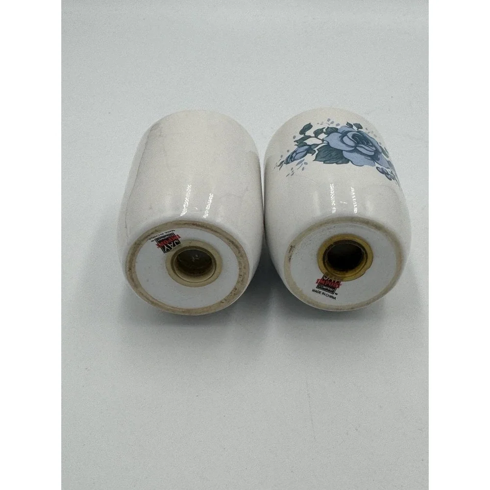 Vintage Jay Imports Blue Rose Pattern Salt & Pepper Shakers